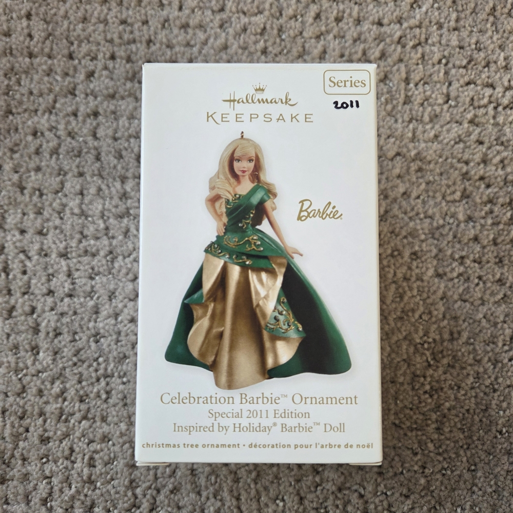 Hallmark Keepsake Celebration Barbie Ornament - Green & Gold 2011